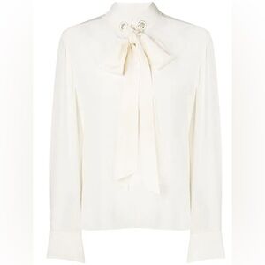 ✨ CHLOE grommet collar silk tie blouse